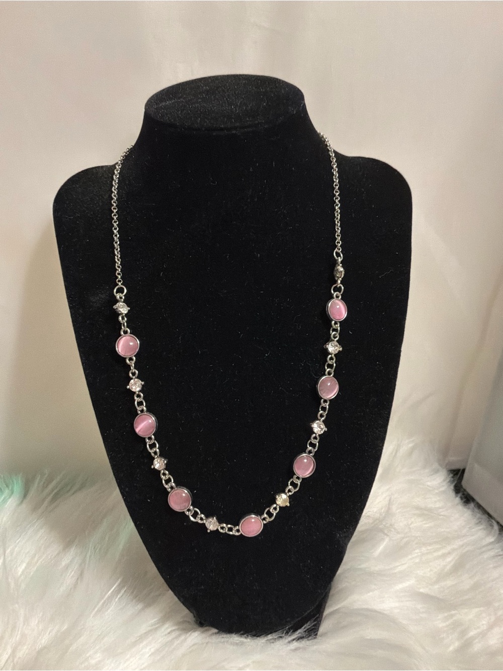 Classic Pink Stone -Link Necklace - Women Jewelry